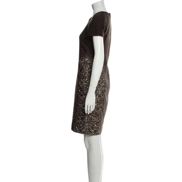 Carolina Herrera Tweed Pattern Knee-Length Dress Size: SUS 4